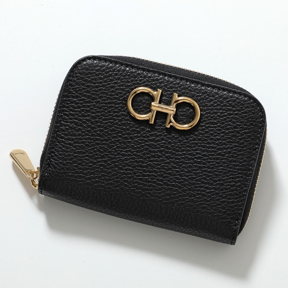Salvatore Ferragamo Card Purse Wallet Gancini case Wallet coin Leather Black
